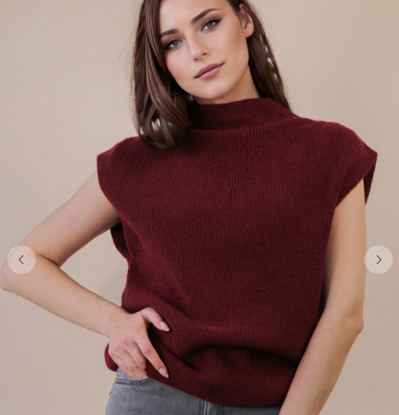 Burgandy Knit Sweater Vest Top