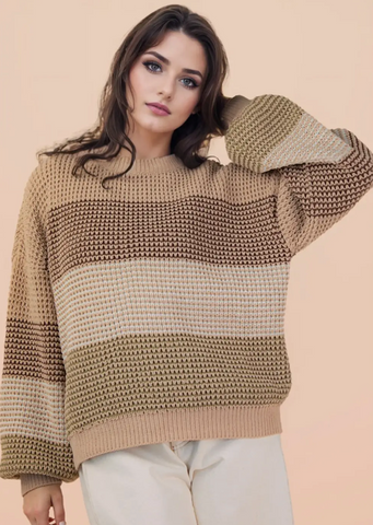 Oversized Color Block Sweater Top