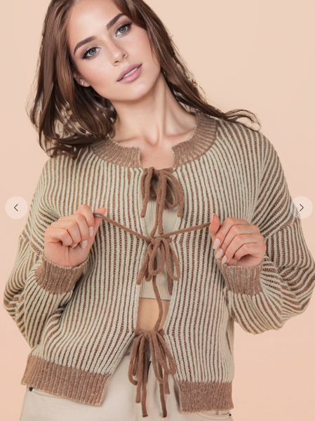 Front Tie Front Cardigan Mocha