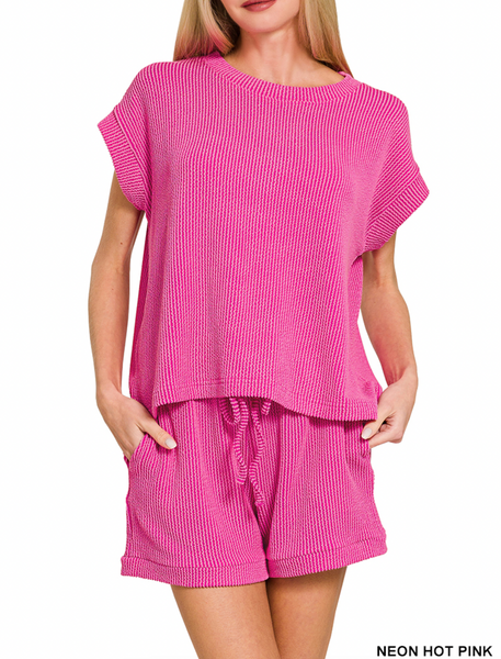 Your Favorite Cap Sleeve Short Set Pink