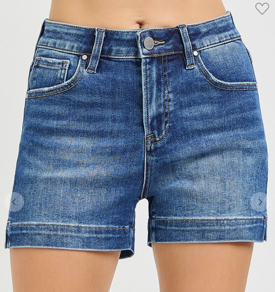 Sculpt & Stretch High Rise Side Slit Denim Shorts