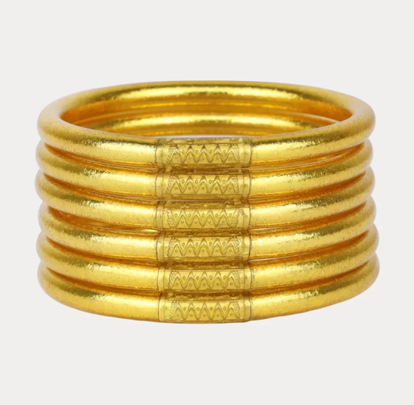 BuDhaGirl Gold All Weather Bangles Set of 6 - Serenity Prayer