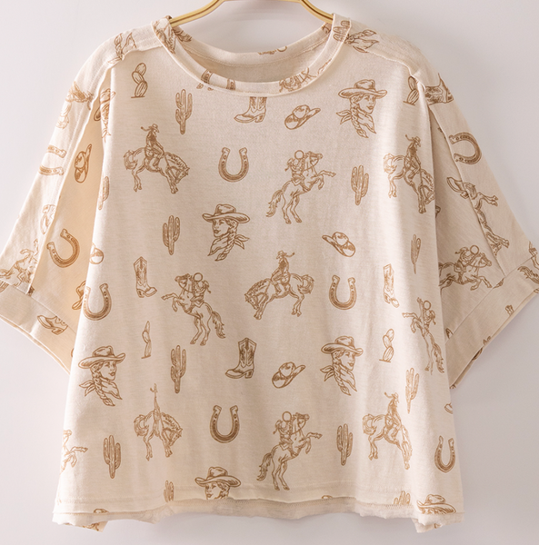 Western Graphic Knit Top