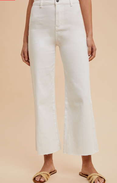 Wide Leg Cropped White Jeans