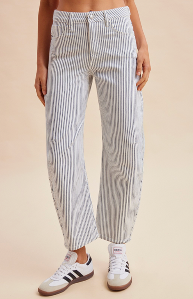 Stretchy Pinstripe Slim Barrel Jeans