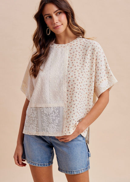 Boho Lace Flower Print Top
