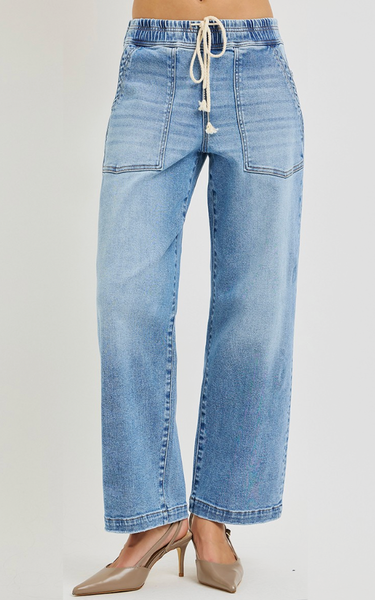 Risen Pull On Slouchy Crop Jeans