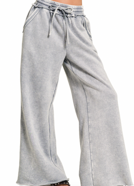 VIntage Vibe Acid Wash Fleece Sweatpants Gray