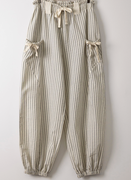 Striped Bow Detail Wide Leg Woven Pants