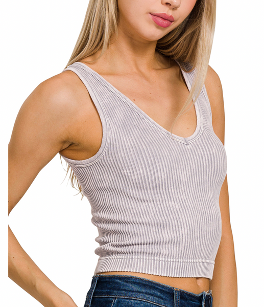 Two Way Seamless Ribbed Tank Sleet