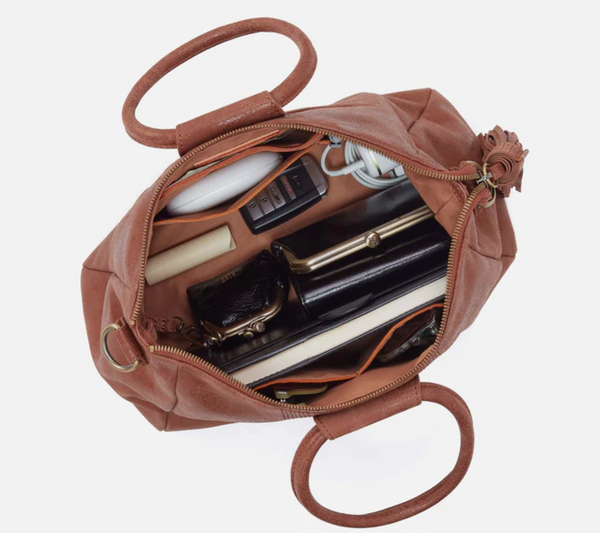 HOBO Leather Handbag Shelia Medium Satchel Burnished Saddle