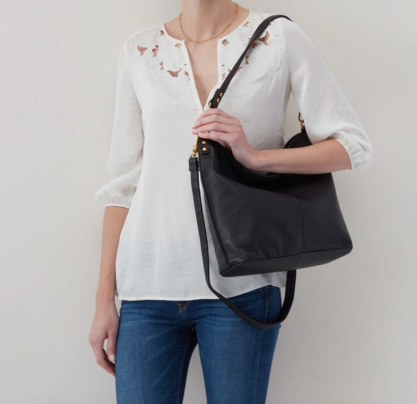 HOBO Pier Shoulder Bag Pebbled Leather Black