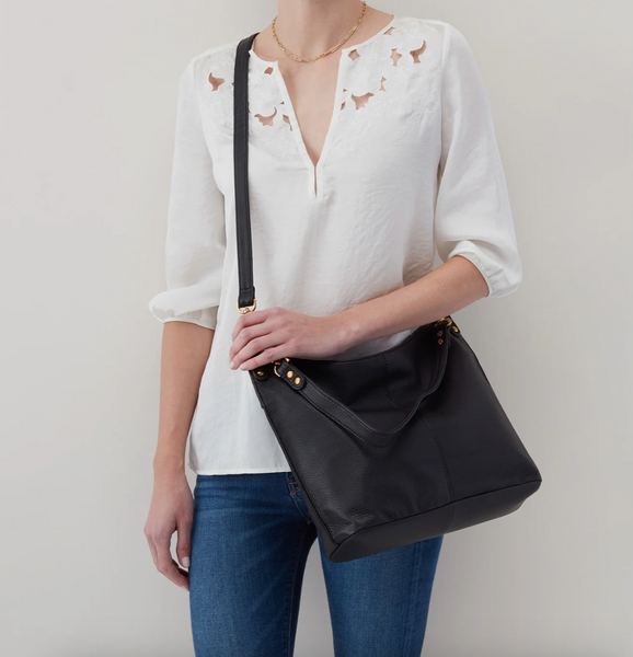 HOBO Pier Shoulder Bag Pebbled Leather Black