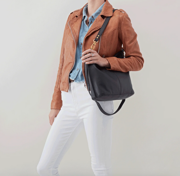 HOBO Pier Shoulder Bag Pebbled Leather Black