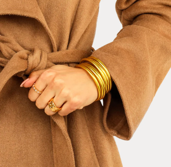 BuDhaGirl Gold All Weather Bangles Set of 6 - Serenity Prayer
