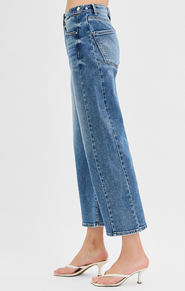 Risen Barrel Jeans Adjustable Waist Band