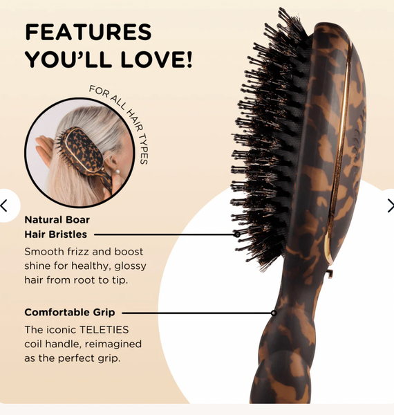 Teleties Boar Hairbrush Leopard Full Size