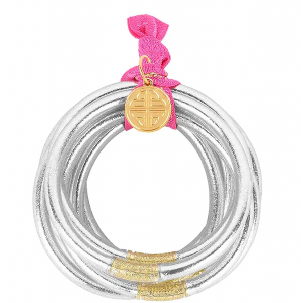 Budhagirl Silver All Weather Bangle Serenity Pair