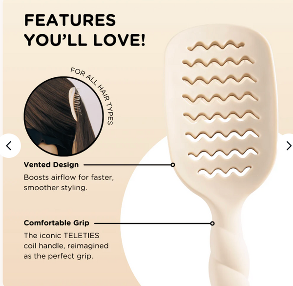 Teleties Vented Tan Hair Brush Full Size