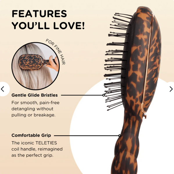 Teleties Detangler Hair Brush Fine Hair Tortoise