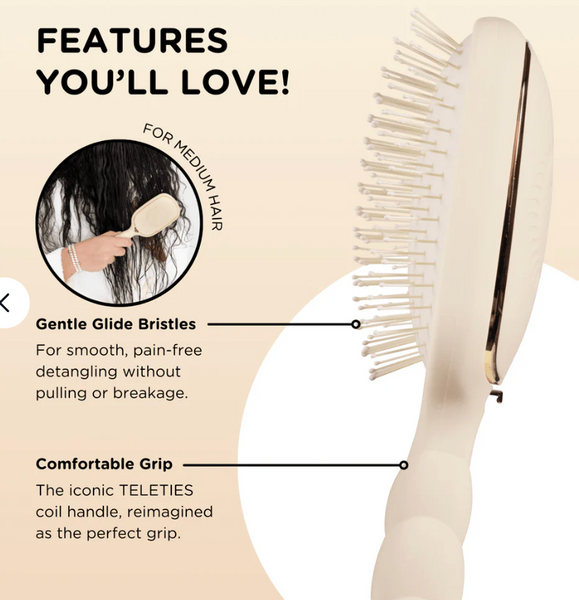 Teleties Detangler Hair Brush for Medium Hair Tan
