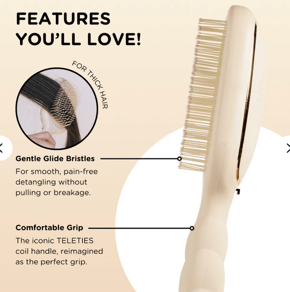 Teleties Detangler Hair Brush for Thick Hair Tan