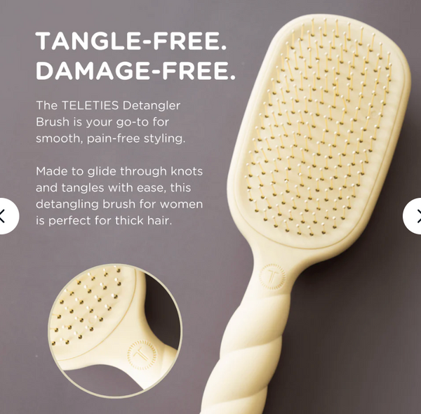 Teleties Detangler Hair Brush for Thick Hair Tan
