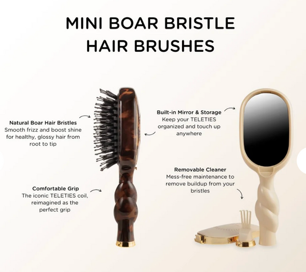Teleties Mini Boar Hair Brush Tortoise