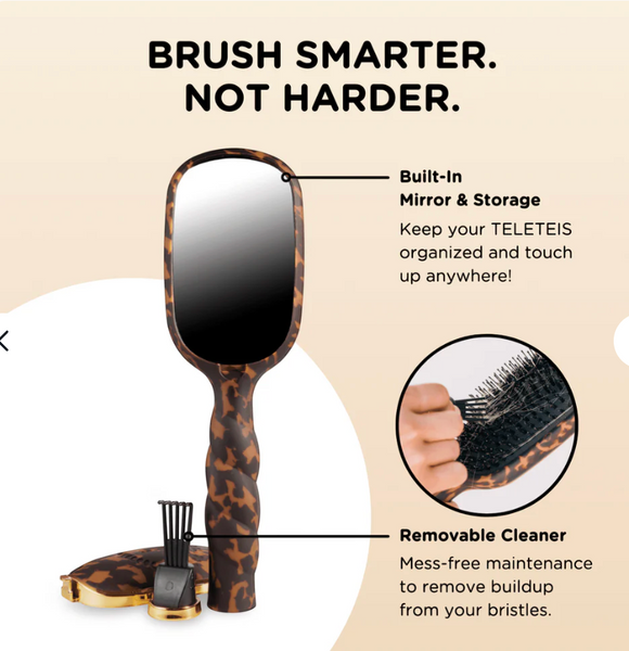 Teleties Boar Hair Brush Tortoise Full Size