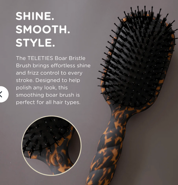 Teleties Boar Hair Brush Tortoise Full Size