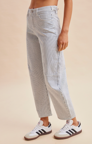 Stretchy Pinstripe Slim Barrel Jeans