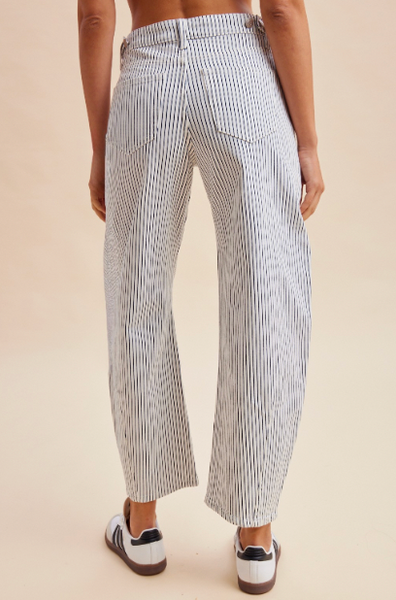 Stretchy Pinstripe Slim Barrel Jeans