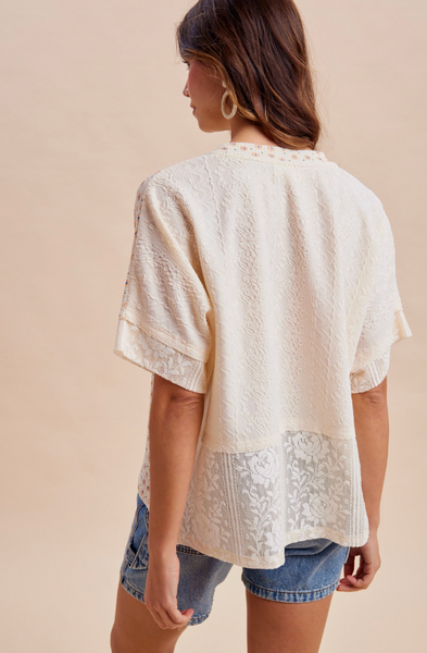 Boho Lace Flower Print Top